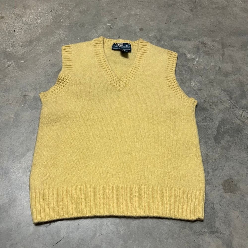 Christopher Hayes Vintage Yellow 100% Wool V-Neck Sweater Vest Small XS
